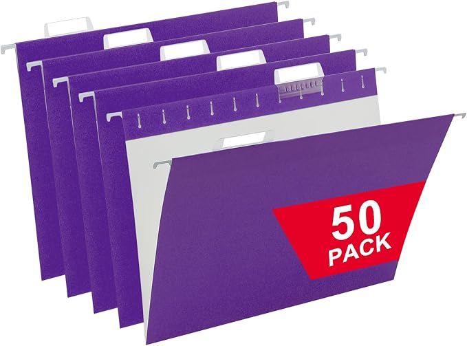 50 Packs Hanging File Folders, Decorative, Desk and Cabinet Use by OfficeSuppliesDirect