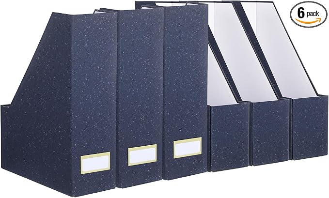 Gueevin Set of 6 Magazine File Holders, Sturdy Cardboard Desk Magazine Organizer by Gueevin