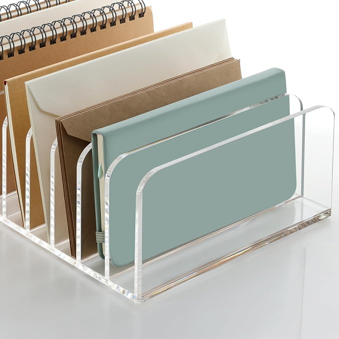 SANRUI Clear Desk Mail Organizer, 9 Compartments Acrylic Office Document Sorter - Image 9
