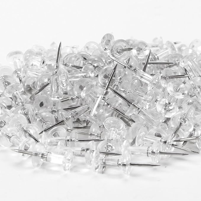 Push Pins 600 Count, Standard Clear Thumb Tacks Steel Point and Clear Plastic - Image 3