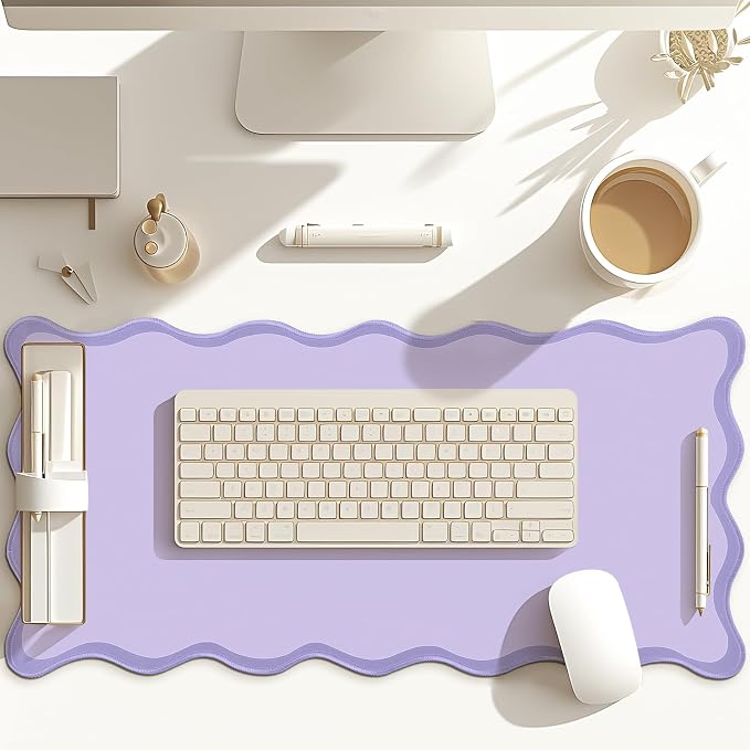 Hahafelt Scalloped Desk Mat Large Desk Pad Cute Coquette Table Mat Back to - Image 6