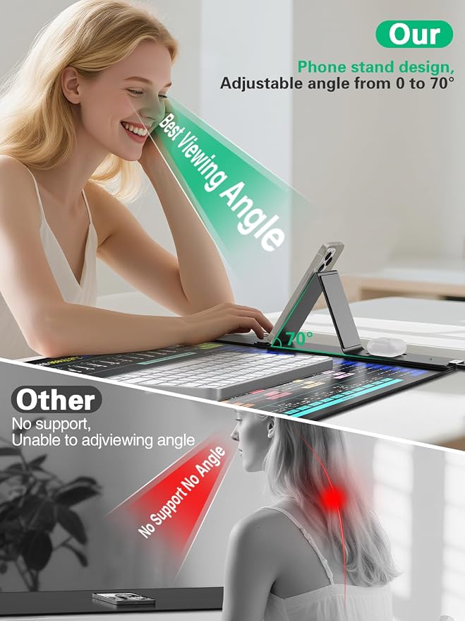 Mouse Pad with Foldable Phone Holder, Wireless Charging Desk Mat 31.5x15.75 - Image 2