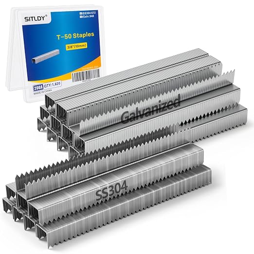 Heavy Duty T-50 Staples 3/8 inch Length 1620-Count, 3/8" Crown Beveled Chiseled by SITLDY