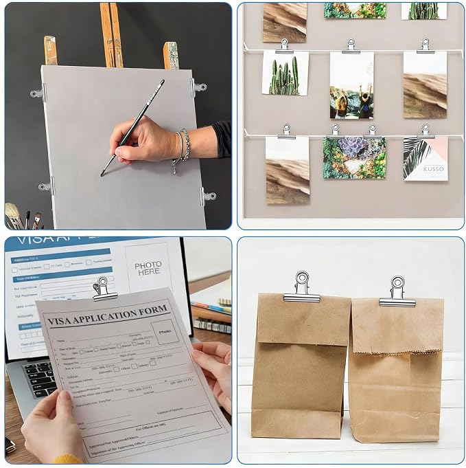 50 Pcs Metal Bulldog Clips, Mini Metal Paper Clips 0.87 in Hinge Clips Small - Image 6