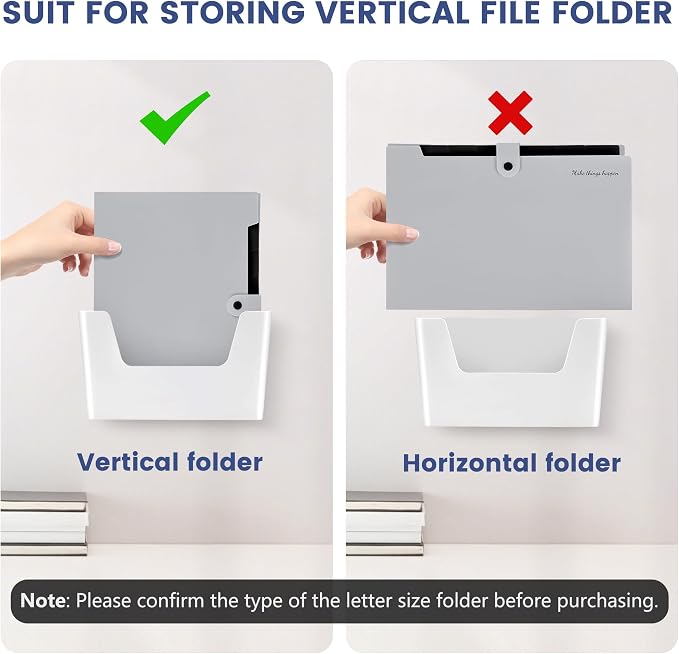 JOMOLA No Drilling File Holder 5 Pack Mail Organizer Wall Mount File Organizer - Image 7
