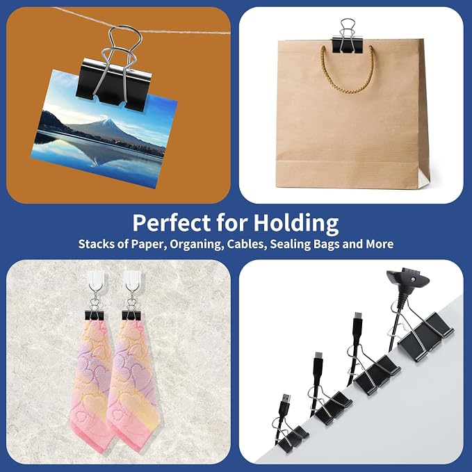 BainGesk 210 PCS Binder Clips Paper Clamps Assorted Sizes, Metal Paper Binder - Image 7