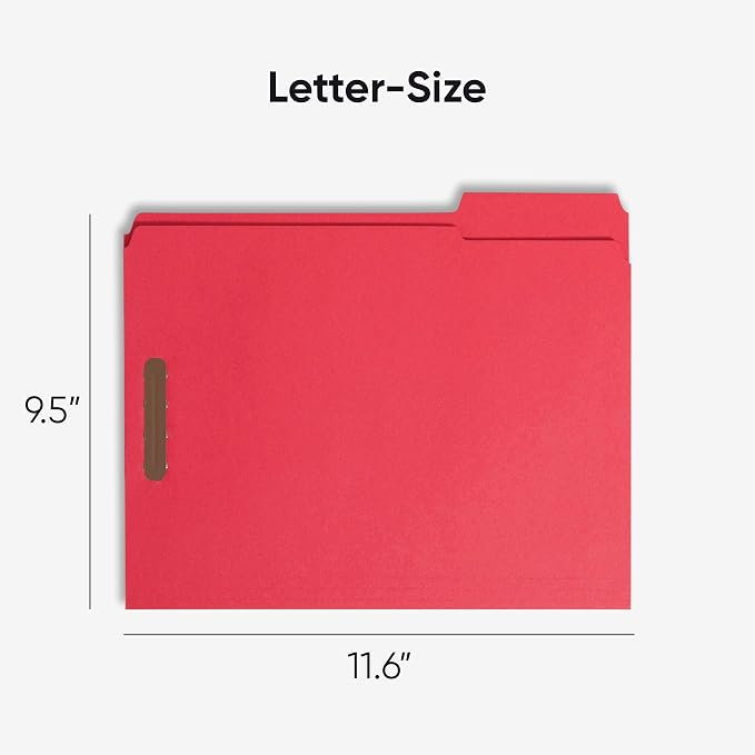 Smead Fastener File Folders, Reinforced 1/3-Cut Tabs, 2 Fasteners, Letter Size - Image 3