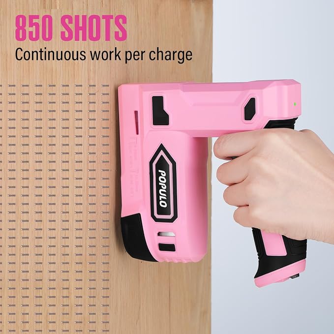 POPULO Pink Electric Staple Gun, 4V Cordless Battery Powered Staple Gun - Image 4