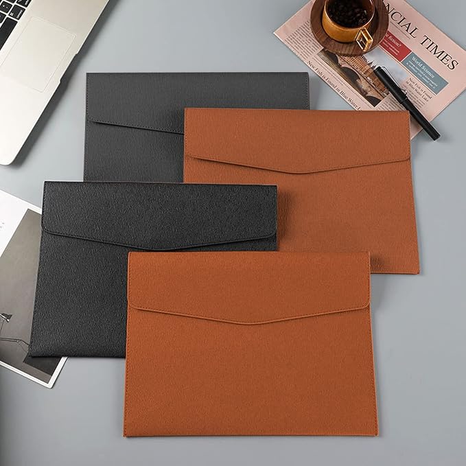 VANRA 1 Piece PU Leather Envelope File Folders A4 Paper Document Filing - Image 4