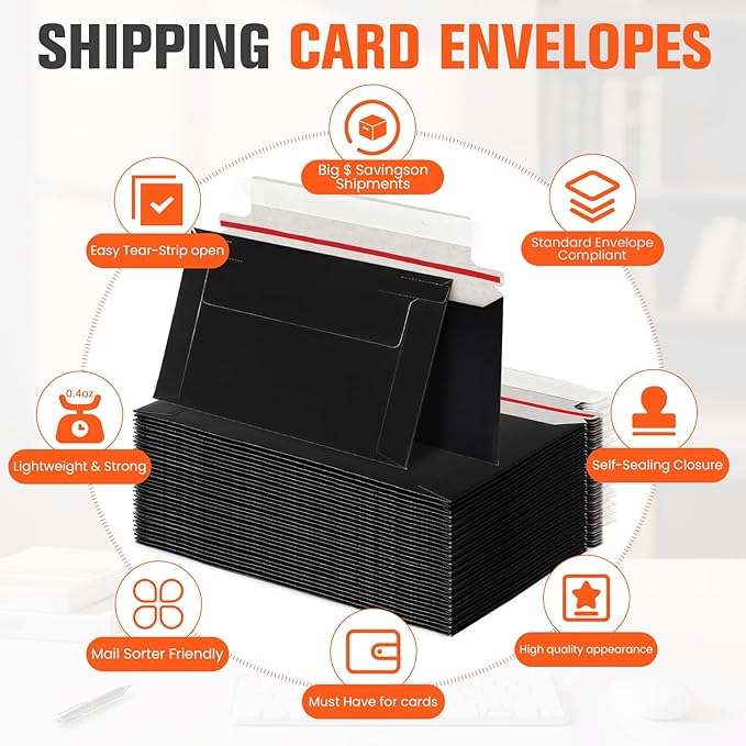500 Pack Black Rigid Mailers, Perfect Size Shipping Envelopes - Image 6