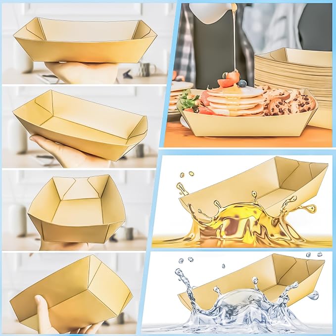 125 Pack 5LB Extra Large Paper Food Boats Trays Disposable Paper Boat Plate - Image 6