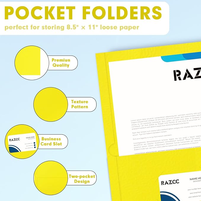 Two Pocket Folders, RAZCC 50 Pack 2 Pocket Folders Fit Letter Size Paper - Image 3