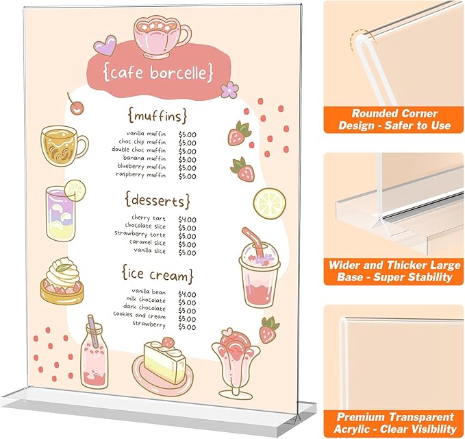 6 Pack Acrylic Sign Holder 8.5 x 11 Inches, Vertical Flyer Display Stand - Image 4