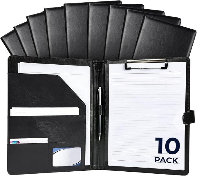 10 Pack Padfolio Portfolio Binder, Faux Leather Folder, Resume Interview Legal by Unknown
