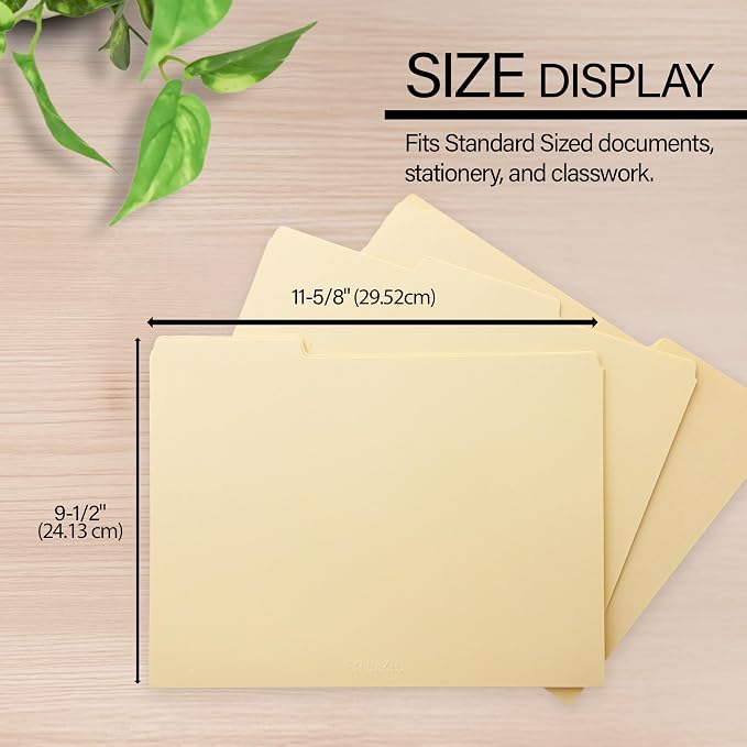 BAZIC Products Letter Size Manila File Folders, 1/3-Cut Tab, 12 Pack, - Image 2