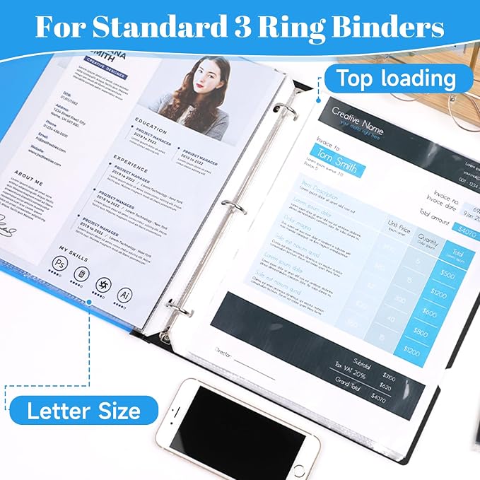 100 Pack Sheet Protectors for 3 Ring Binder - Image 2