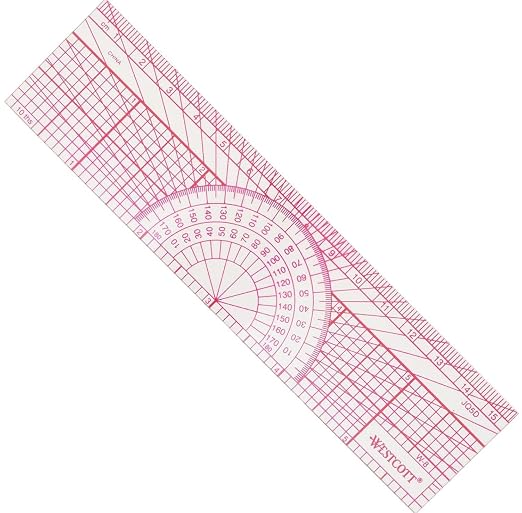 Westcott Engineers' Protractor Ruler, Dual-Scales Cm and Tenths-Inch, by Westcott