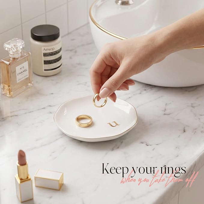 Ceramic Jewelry Tray, Personalized Initial Jewelry Dish - Image 5
