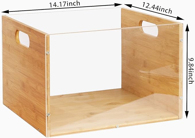 Sbanmao 2 Pack Hanging File Organizer, Bamboo Filing Box File Crate Storage - Image 2