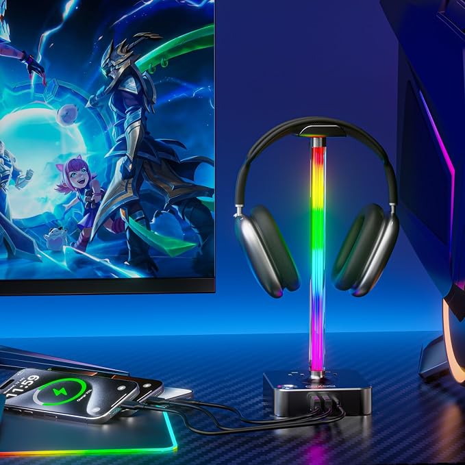 cozoo Gifts for Gamer Men All-in-One RGB Headset Stand & Charging Station | 3 - Image 7
