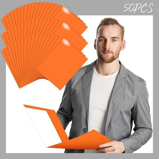 Jutom 50 Pcs 2 Pocket Glossy Paper Folders Glossy Paper Laminated Portfolios - Image 3
