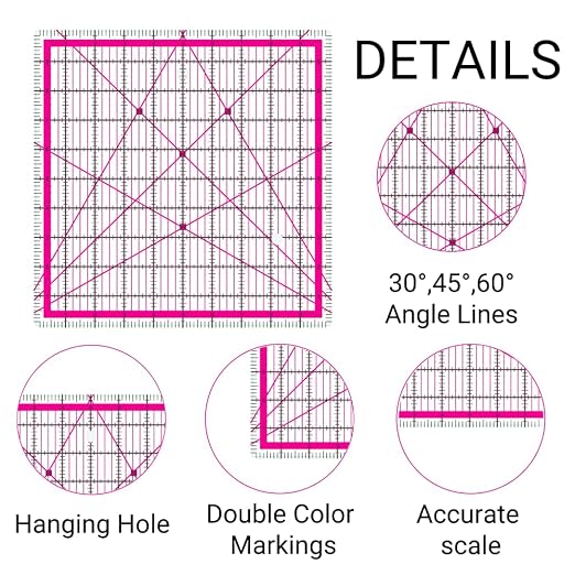 12 Quilting Rulers, Quilting Square Ruler, Quilting Rulers and Templates - Image 3
