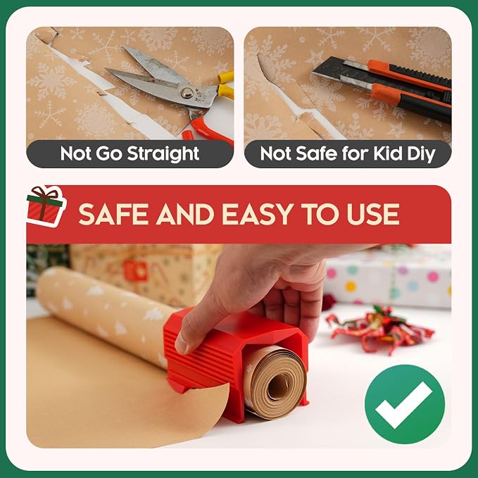 2PC Wrapping Paper Cutter Christmas Paper Roll Cutters Paper Cutter Slider Tool - Image 3