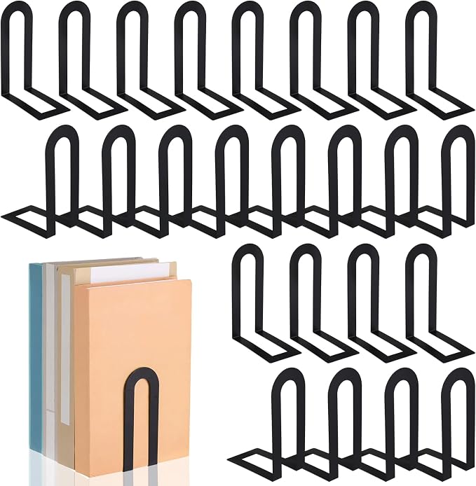 Chunful 24 Pcs Black Book Ends Bulk by Chunful