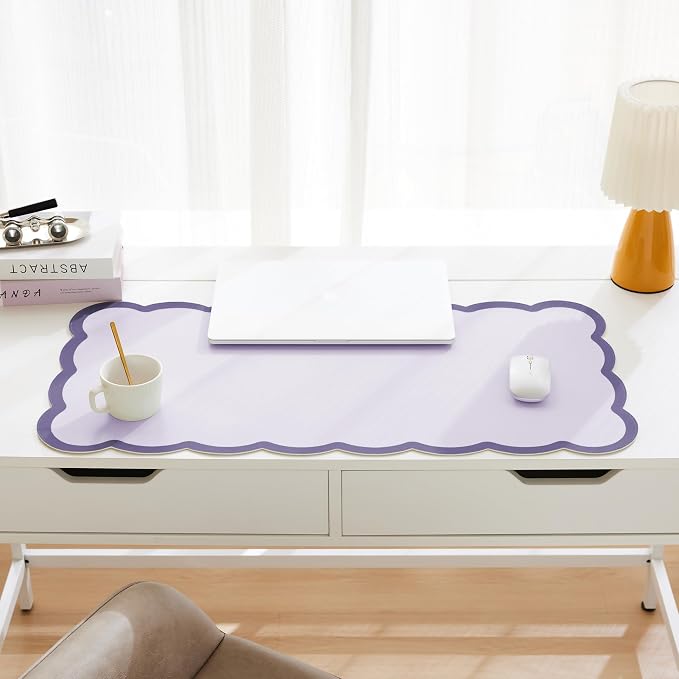 Scalloped Desk Mat, 31.5" x 15.7" Large Cute Aesthetic Desk Accessories - Image 2