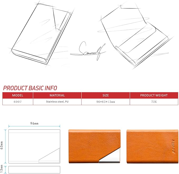 Padike Business Card Holder, Upgraded Leather Business Card Case Pocket Card - Image 3