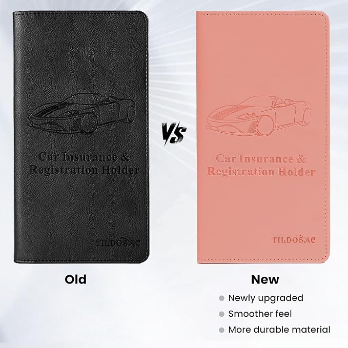 TILDOSAC Car Registration & Insurance Card Holder Leather Auto Glove Box - Image 2