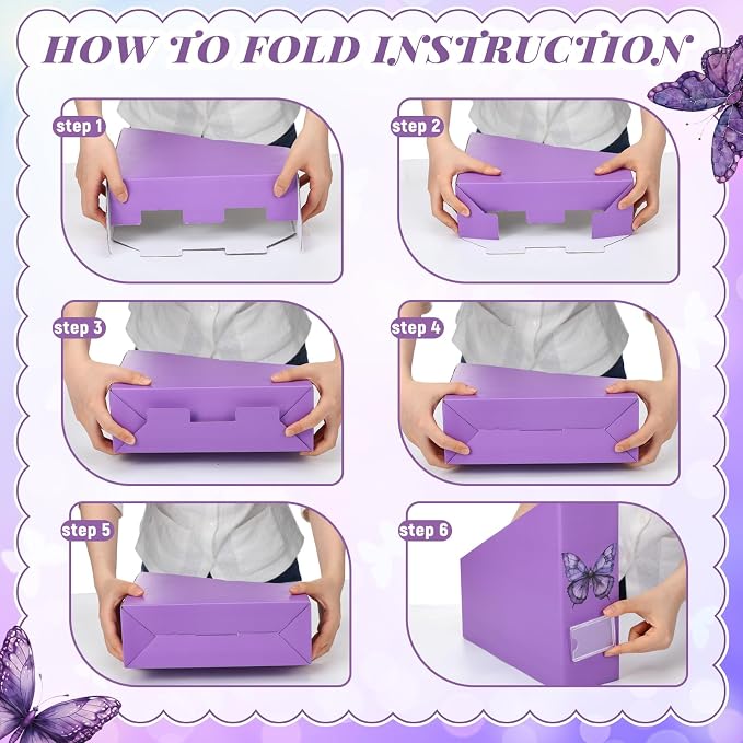 AmazingSpark Set of 4 Purple Butterfly Magazine Holder Decorative Foldable - Image 3