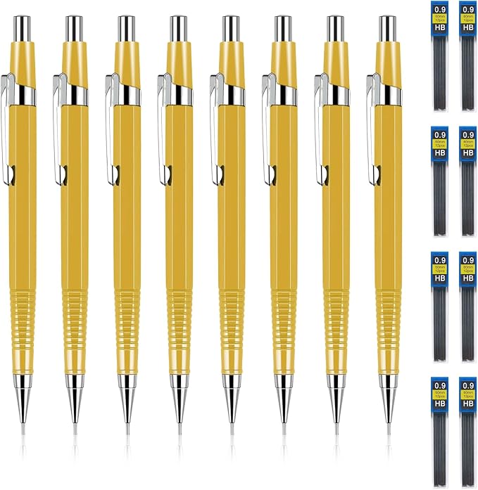 8 PCS Metal Mechanical Pencil, Durable 0.9mm Drafting Pencil, Comes by Unknown