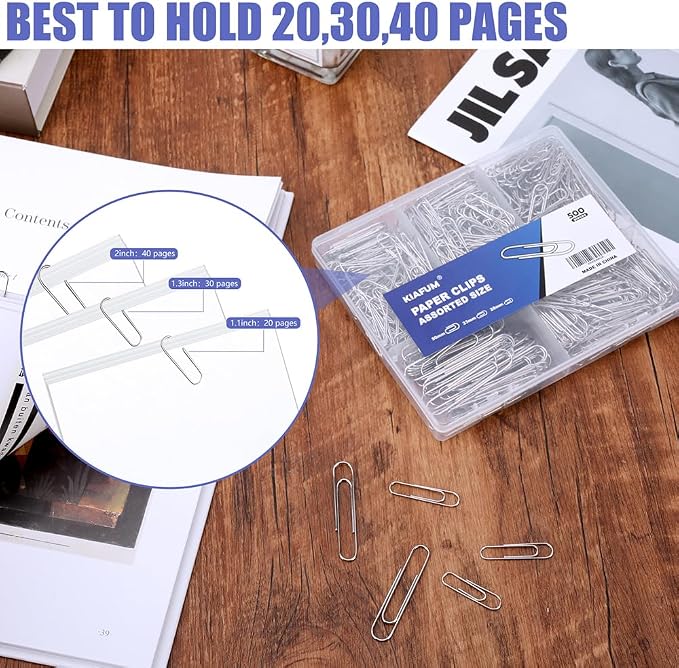 Paper Clips, Premium Silver Paperclip Large Medium and Small, Rustproof Metal - Image 5