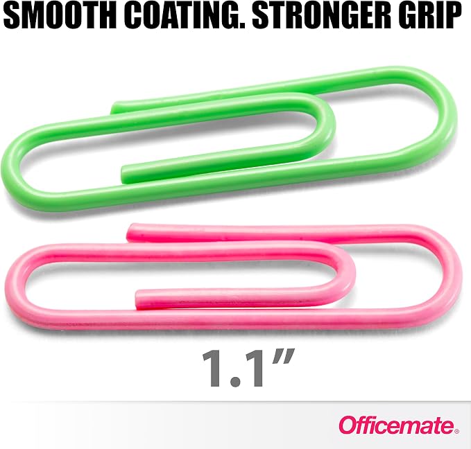 Officemate Vinyl Coated #2 Paper Clips, Tub of 1000 - Image 2