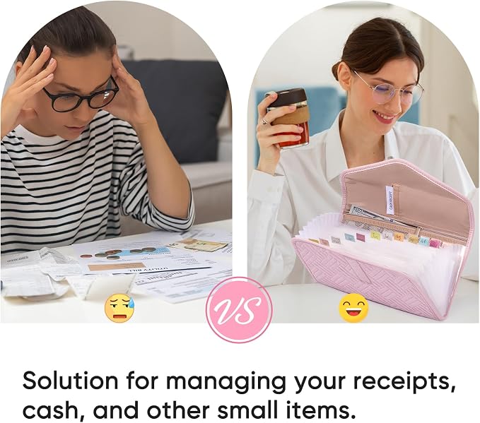 Fabric Bill Organizer with Pockets 10x6 Receipt Organizer - Image 7