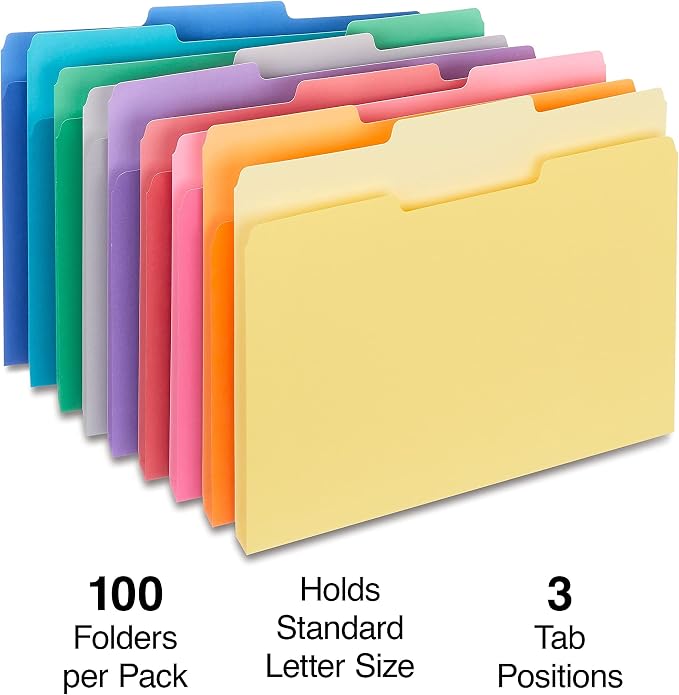 Staples File Folders, Letter Size, 1/3‑Cut Tabs, Durable Paper Stock, 200/Carton - Image 2