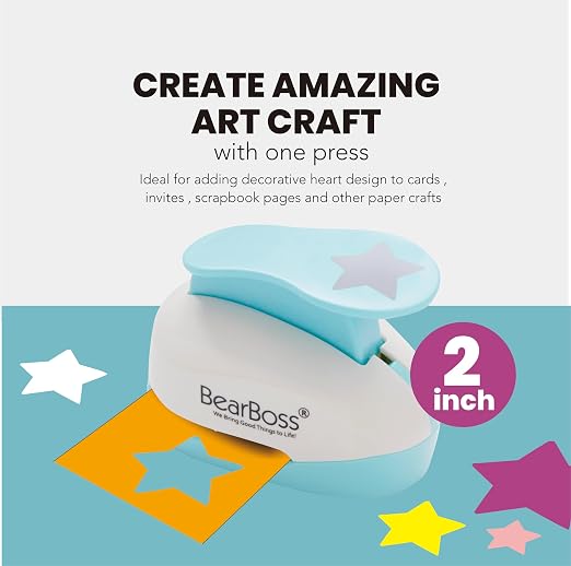 BearBoss Star Paper Punch, Handmade Scrapbook Paper Puncher, Different Size of - Image 2