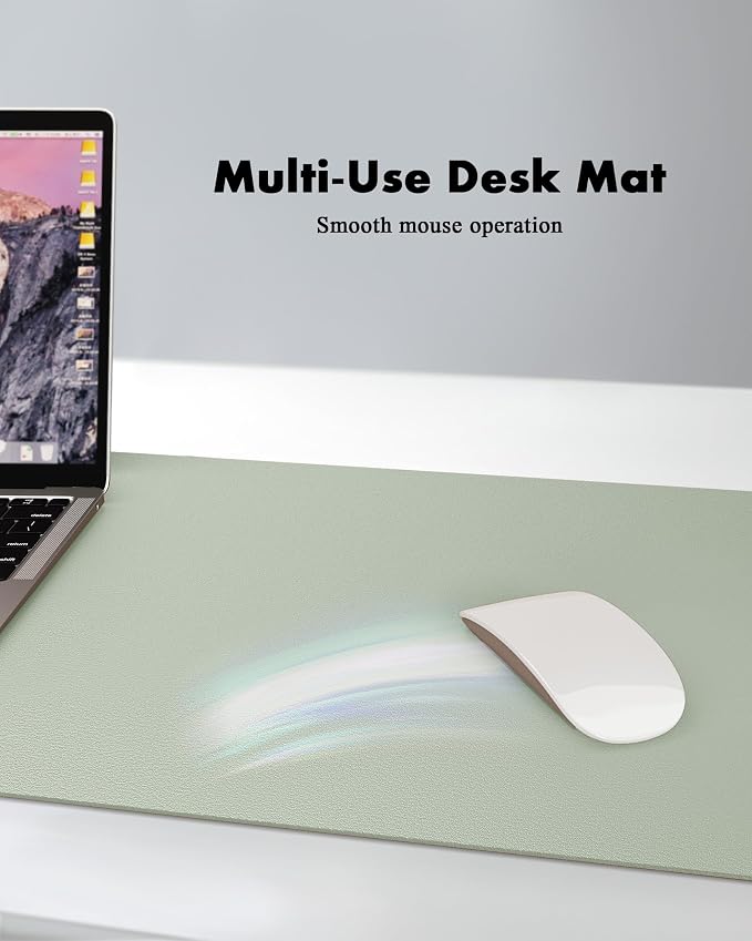 YSAGi Double-Sided Desk Pad, 35.4"x17"Leather Desk Mat, Eco Cork Desk Pad - Image 3