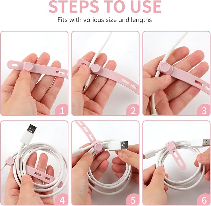 Oligei 25 Pcs Silicone Cable Ties, Cable Ties Reusable, High Elasticity Cord - Image 5