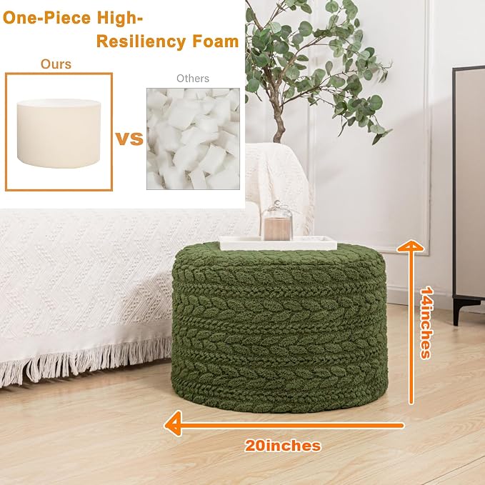 Round Pouf Ottoman 20 x 20 x 14 Inches Boho Poof Home Decor Floor Pouffe - Image 2