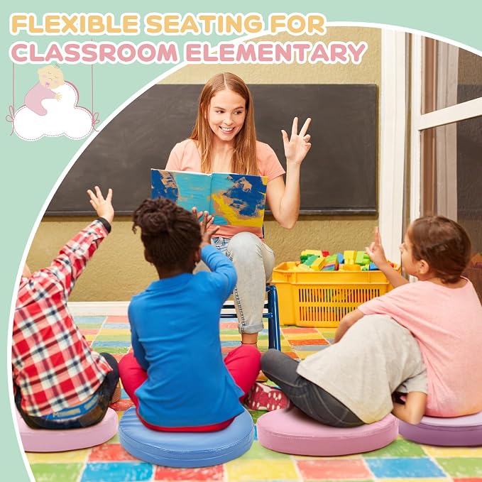 Juexica 8 Pcs Extra Thick Flexible Seating Floor Cushions Assorted Colored - Image 5