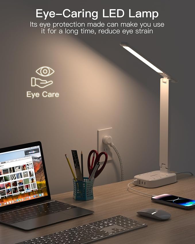 One Beat Small LED Desk Lamp Power Strip 5ft Extension Cord - Image 7