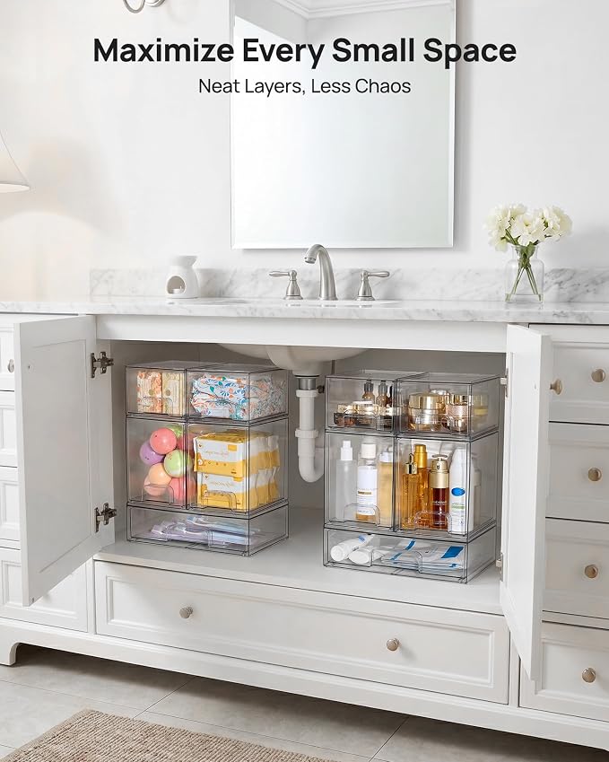 Vtopmart Stackable Storage Drawers Set of 5, Beauty Supplies Storage, Pantry - Image 6