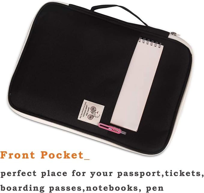JAKAGO A4 Travel Portfolio Multifunctional Document Organizer Zippered Case - Image 3