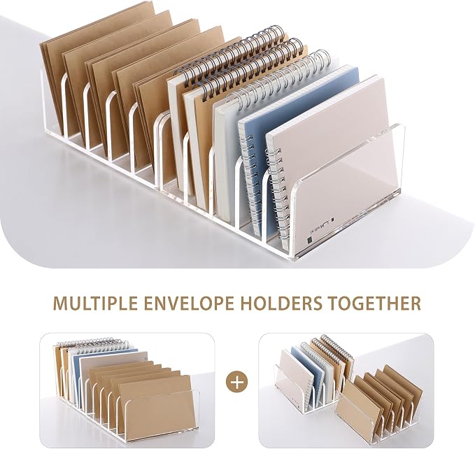 SANRUI 5 Compartments Acrylic Mail Sorter Holder, Vertical Letter Sorter & - Image 5