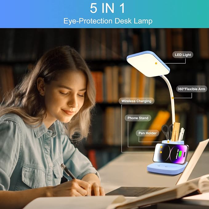 Small Desk Lamp, Wireless Charger LED Desk Lamps - Image 3