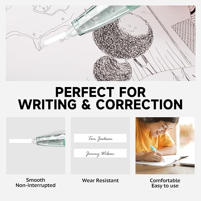 Refillable Retractable White Correction Tape, Pen Shaped White Smooth Pull Out - Image 5