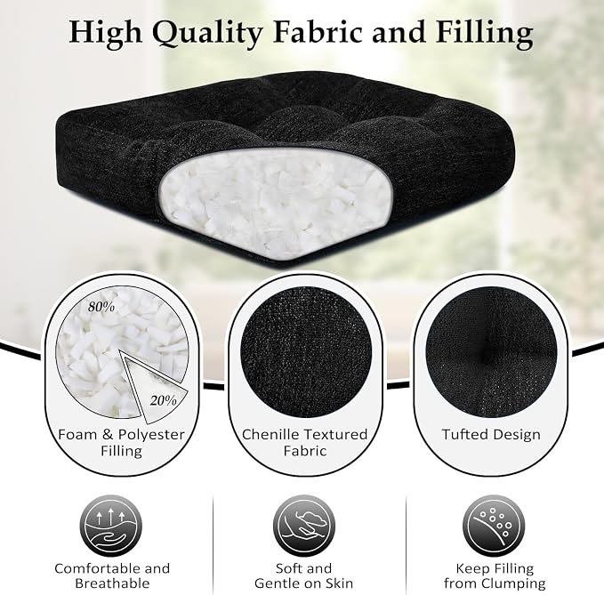 downluxe Chair Cushions for Dining Chairs 4 Pack, Tufted Indoor Chair Pads - Image 2