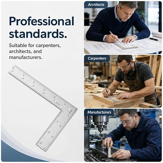 4 Inch by 6 Inch Framing Square Rulers, Stainless Steel L Shaped Ruler - Image 4